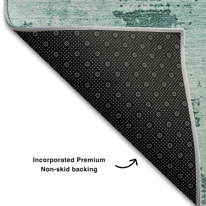 10' X 14' Abstract Washable Area Rug With UV Protection (683237) - Teal / Aqua
