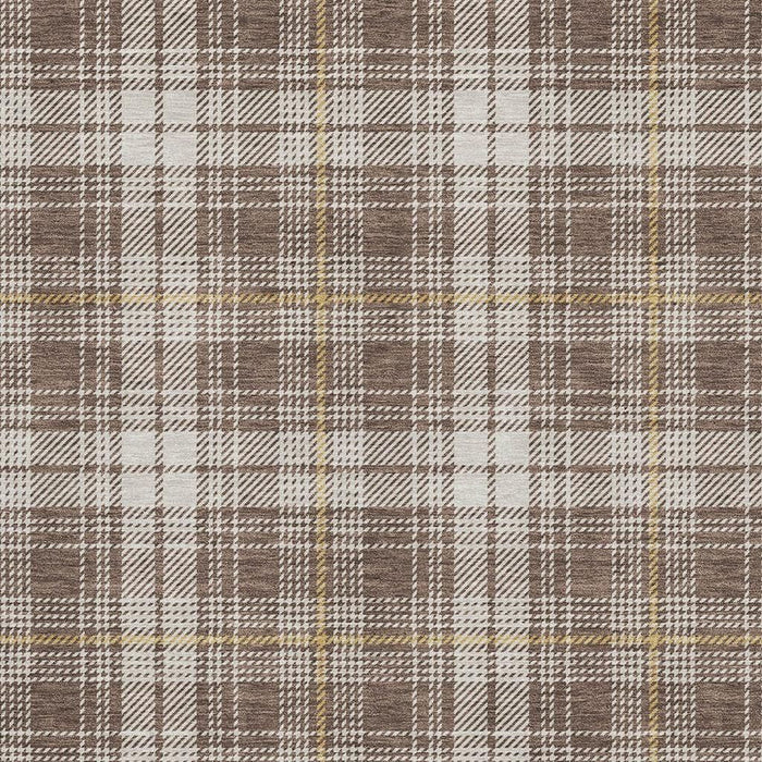 10' X 14' Plaid Washable Area Rug With UV Protection (678227) - Brown / Ivory / Gold