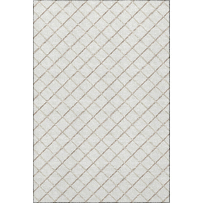 8' X 10' Geometric Washable Area Rug With UV Protection - Ivory And Taupe