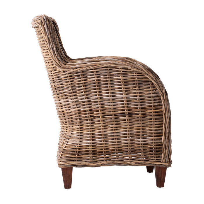 Wide Edge Wicker Chairs With Seat Cushion (Set of 2) - Natural
