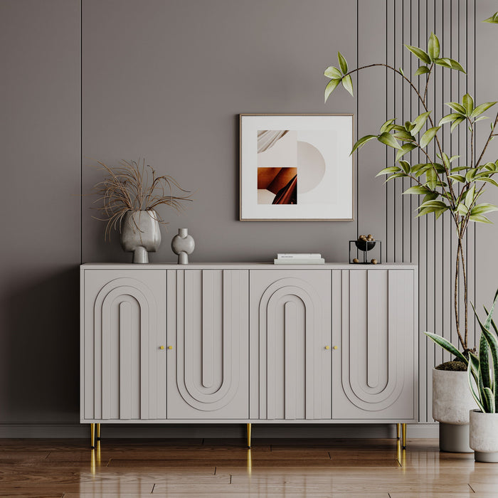 Giga modern lacquered 4-door sideboard cabinet with sleek design, ideal for living room, entryway, or dining room storage.