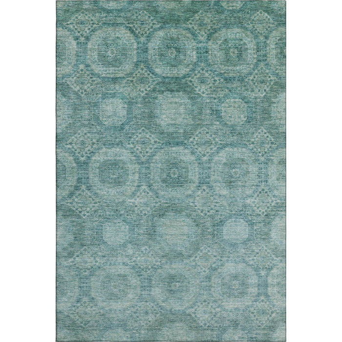 10' X 14' Abstract Geometric Washable Area Rug With UV Protection (708295) - Teal / Aqua