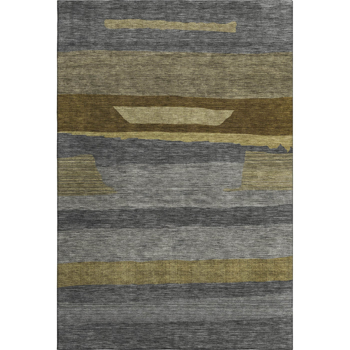 10' X 14' Striped Washable Area Rug With UV Protection (699634) - Gray / Copper / Brown