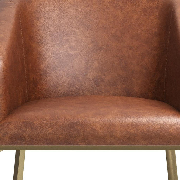 Fabric Low Back Bar Height Bar Chair - Brown / Gold
