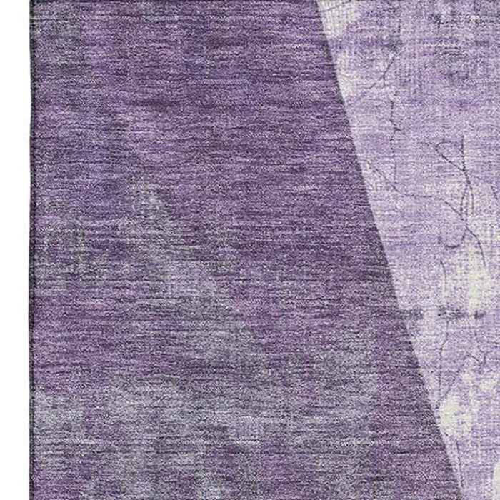 10' X 14' Abstract Geometric Washable Area Rug With UV Protection (705353) - Purple / Ivory