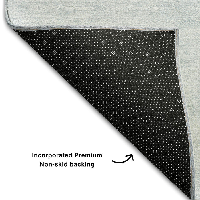 9' X 12' Geometric Washable Area Rug With UV Protection (655865) - Teal / Ivory