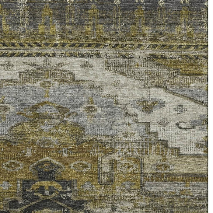 10' X 14' Oriental Washable Area Rug With UV Protection (701027) - Brown / Ivory / Gray