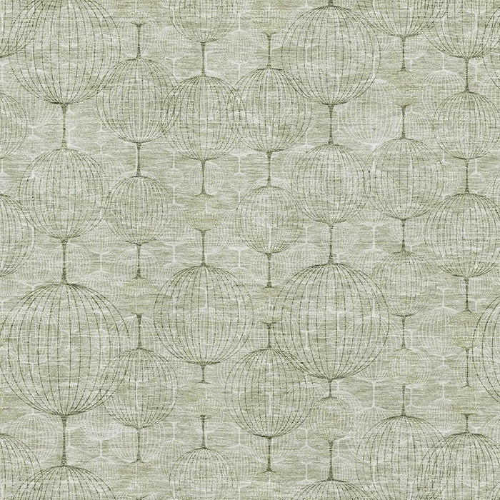 10' X 8' Geometric Washable Area Rug With UV Protection - Artichoke Green And Ivory