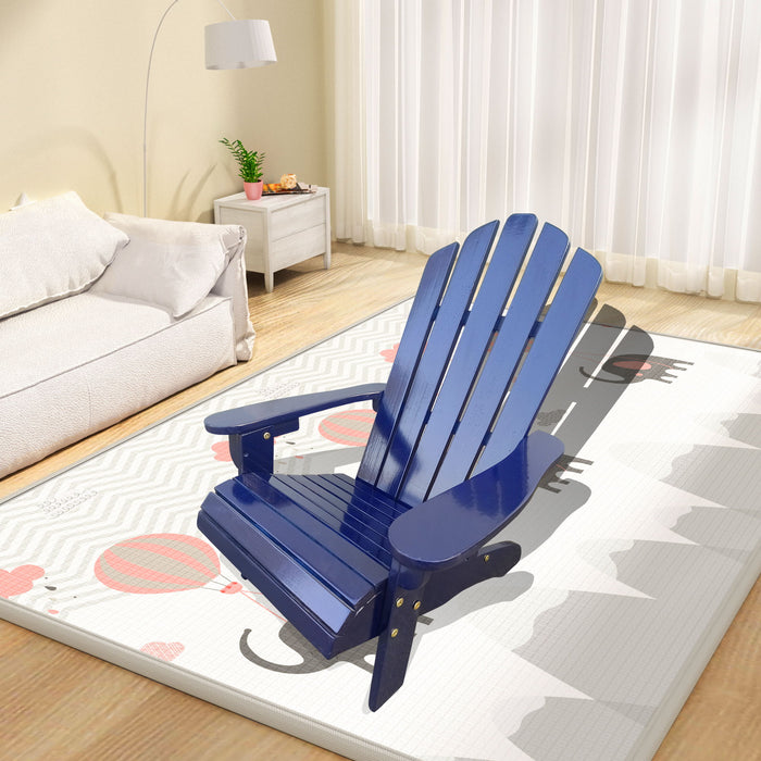Giga children's outdoor or indoor Adirondack arm chair with wide armrests and sturdy wood construction, ideal for kids' playrooms or patios