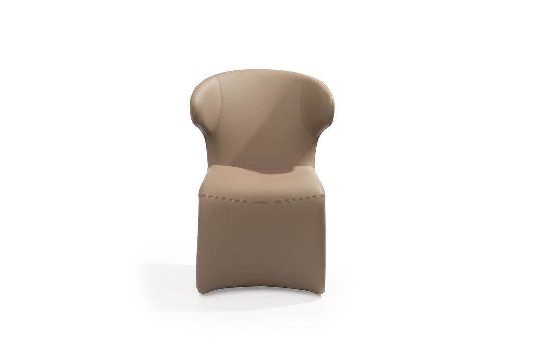 Faux Leather Wing Back Dining Side Chair - Light Brown