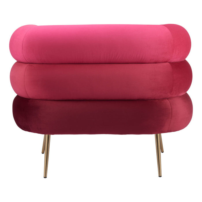 41" Velvet And Upholstered Arm Chair - Red / Gold