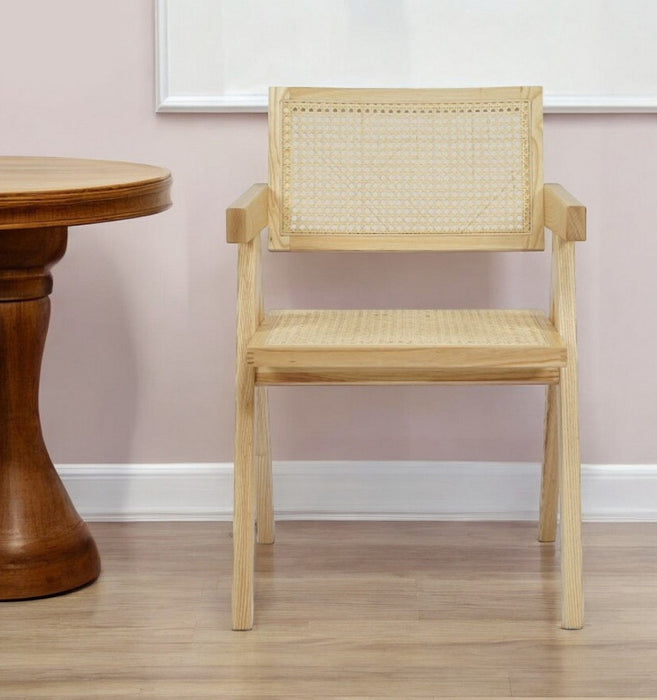 Wood Open Back Dining Arm Chair - Natural