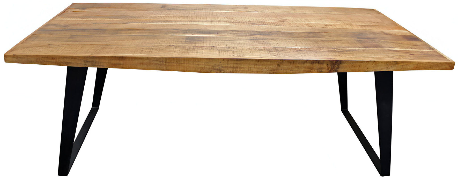 84" Solid Wood And Iron Sled Base Dining Table - Natural