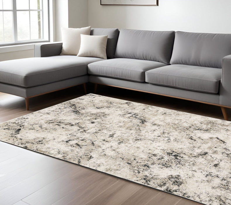 6' x 9' Abstract Power Loom Stain Resistant Area Rug - Ivory Gray Black Beige And Tan