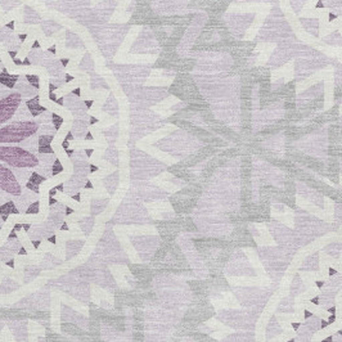10' X 14' Geometric Washable Area Rug With UV Protection (652257) - Lilac / Ivory