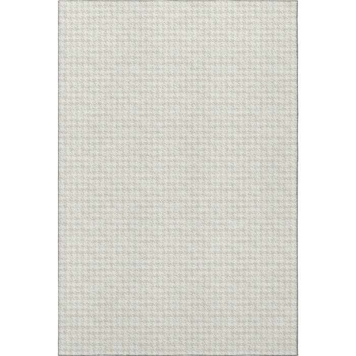 9' X 12' Houndstooth Washable Area Rug With UV Protection (645138) - Linen / Ivory