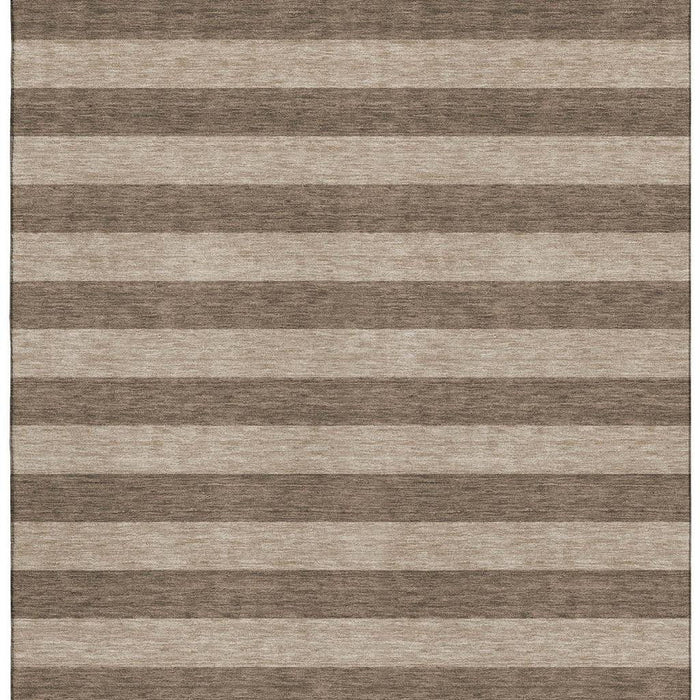 5' X 8' Striped Washable Area Rug With UV Protection (647736) - Coffee / Beige