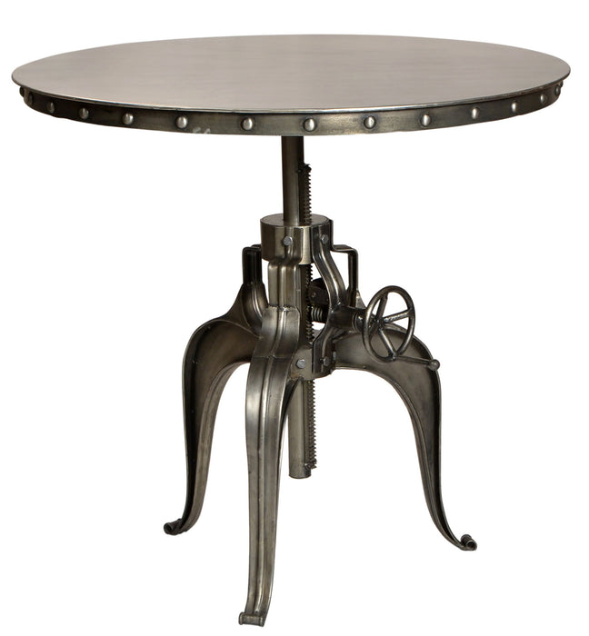 36" Metal Pedestal Base Adjustable Height Round Top Dining Table - Gunmetal