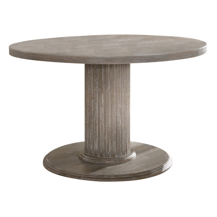 47" Wood Pedestal Base Round Top Dining Table - Gray