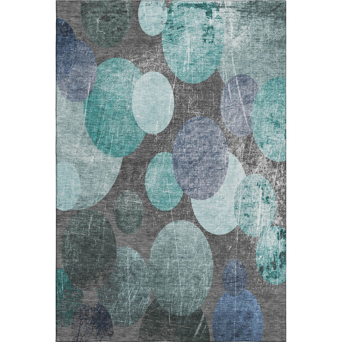 9' X 12' Abstract Washable Area Rug With UV Protection (648915) - Teal / Gray