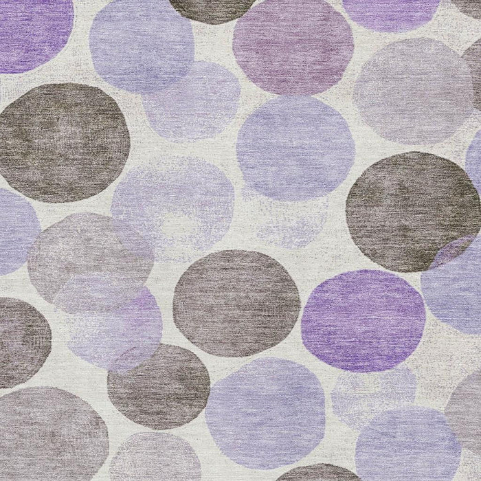 10' X 14' Geometric Washable Area Rug With UV Protection (707413) - Purple / Brown / Ivory