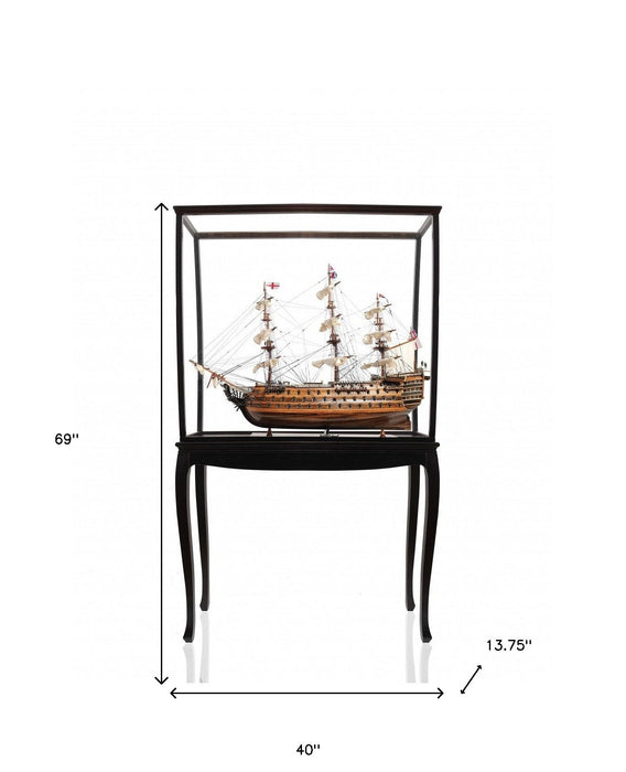 HMS Victory Large Floor Display Boat Hand Painted Decorative Boat - Brown