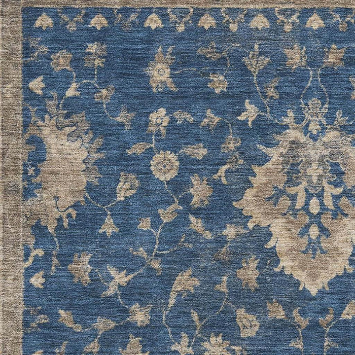 10' X 14' Oriental Washable Area Rug With UV Protection (699734) - Navy Blue / Beige