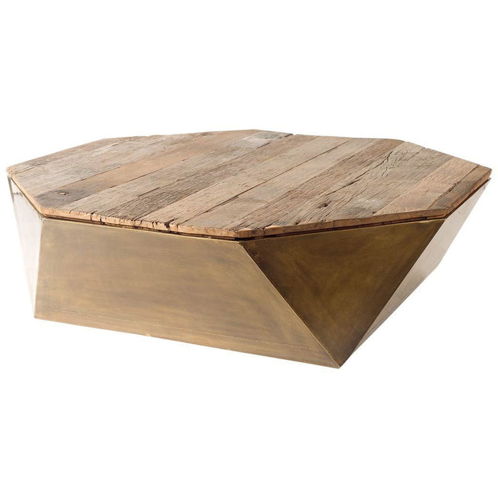 Solid Wood Octagon Distressed Lift Top Coffee Table - Natural