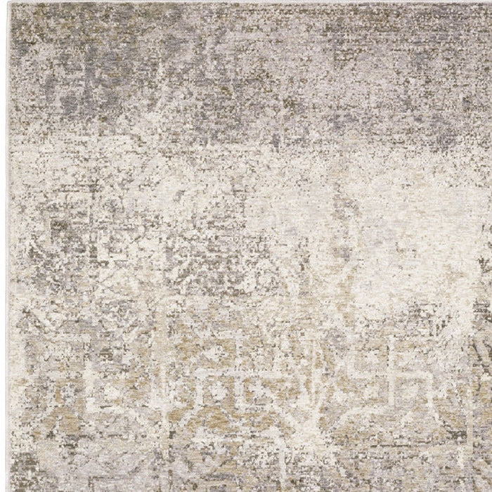 8' x 11' Abstract Power Loom Stain Resistant Area Rug - Ivory Gray Tan Brown And Beige