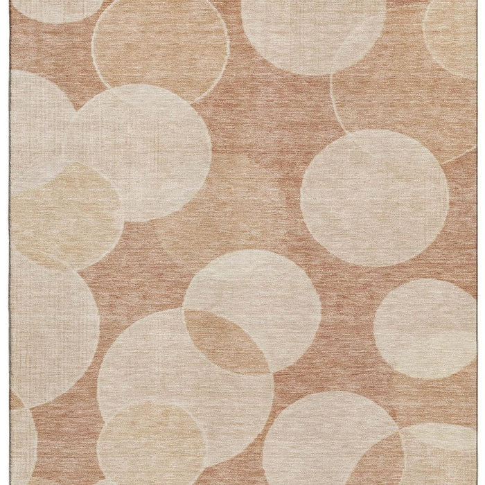 10' X 14' Geometric Washable Area Rug With UV Protection (700163) - Coral / Peach