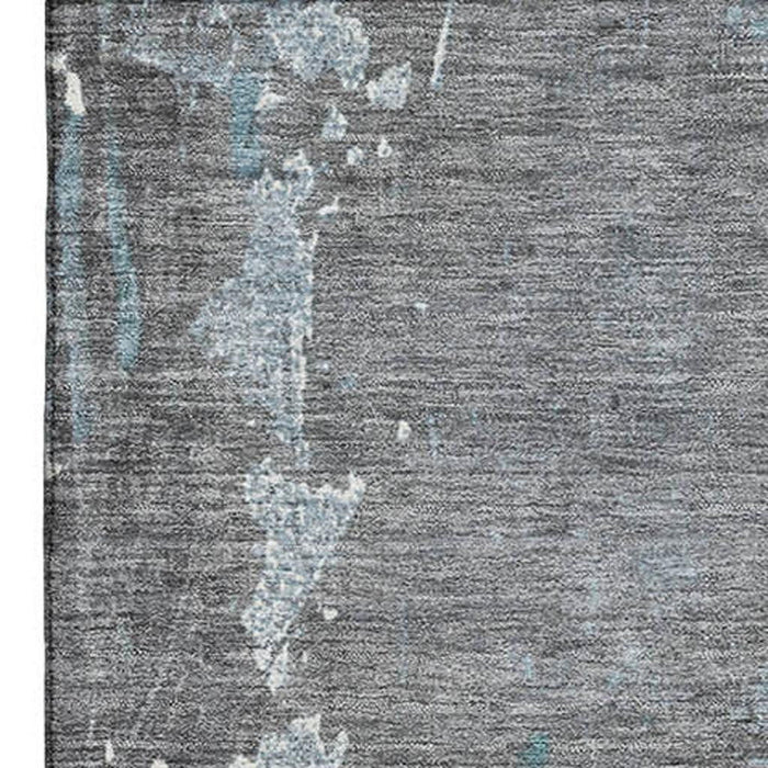 10' X 14' Abstract Washable Area Rug With UV Protection (705377) - Teal / Gray / Ivory