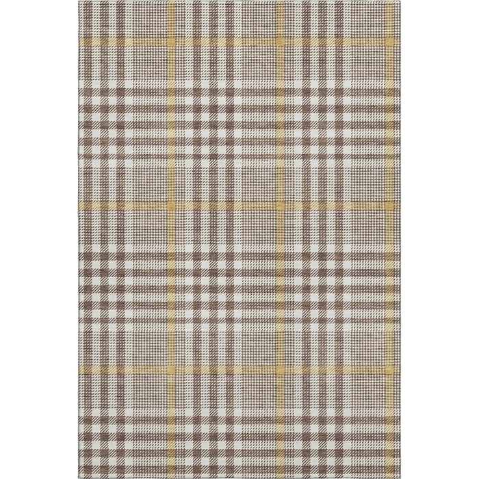 10' X 14' Plaid Washable Area Rug With UV Protection (682619) - Brown / Ivory / Gold