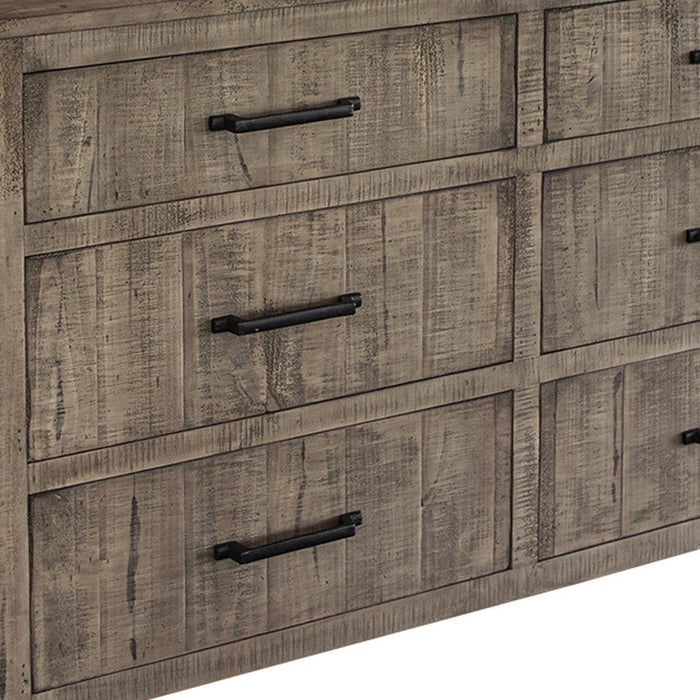 Solid Wood Six Drawer, Double Dresser - Brown