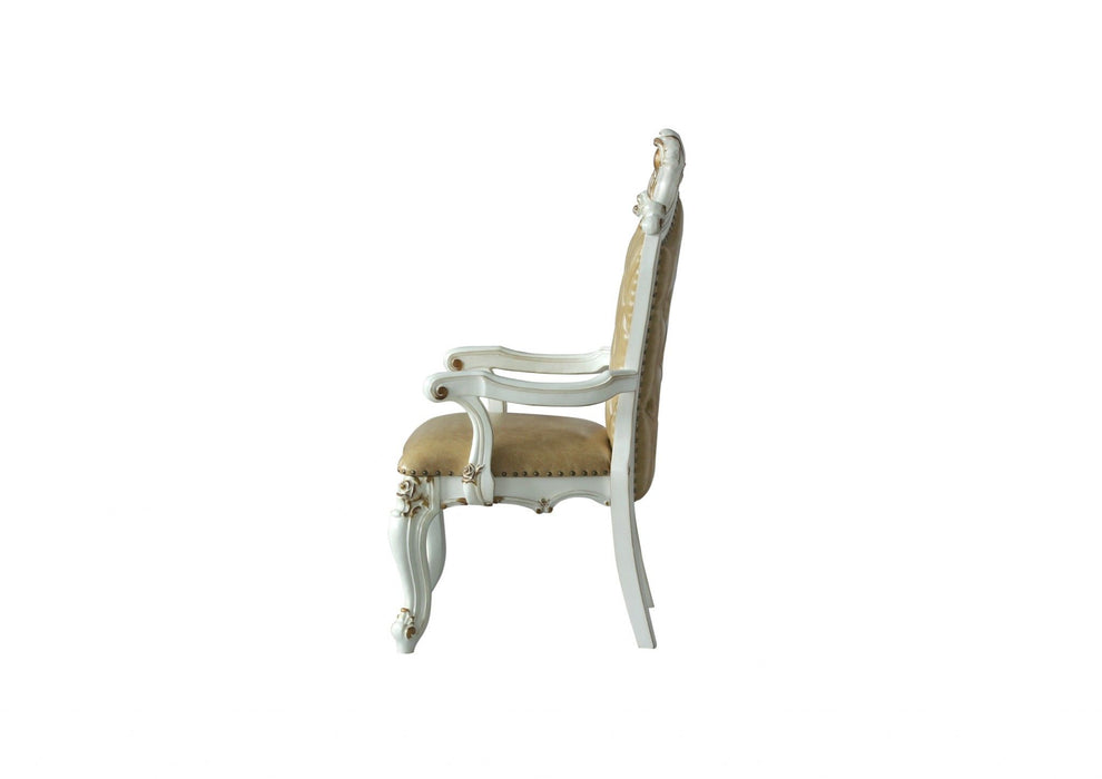 Faux Leather Tufted Side Chair (Set of 2) - Brown And White