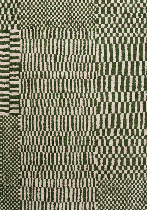 8' X 11' Geometric Berber Washable Area Rug With UV Protection (609863) - Green / Beige