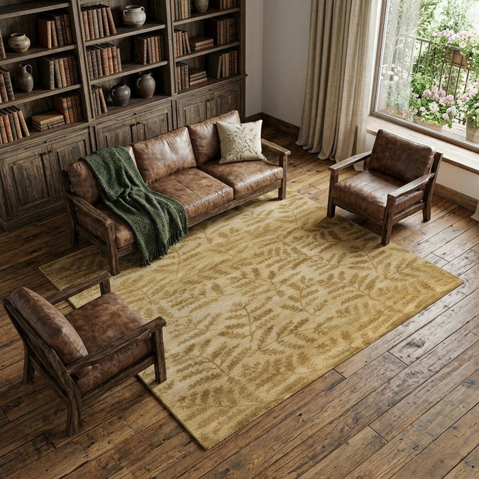 9' X 13' Wool Floral Hand Knotted Area Rug (744385) - Tan / Yellow / Orange