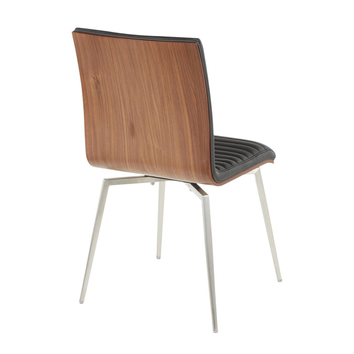 Mason - Contemporary Swivel Dining / Accent Chair (Set of 2) - Stainless Steel, Walnut Wood