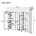 White Giga bathroom medicine cabinet with mirror and five adjustable closed shelves, wall-mounted for bathroom storage.