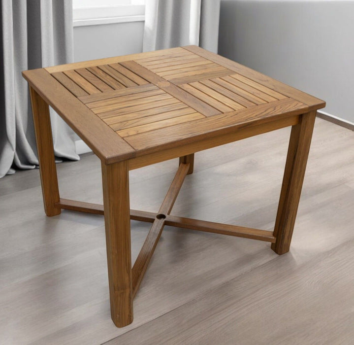 36" Square Solid Wood Trestle Base Dining Table - Brown