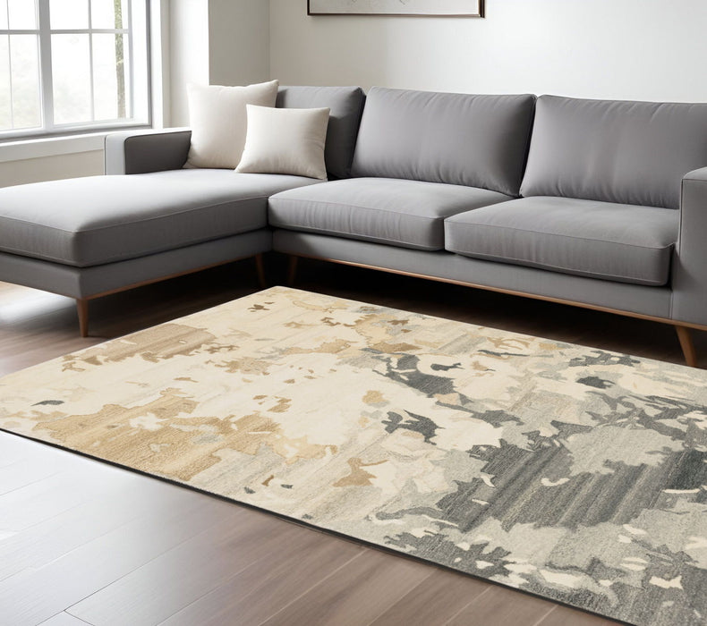 10' X 13' Wool Abstract Hand Tufted Area Rug - Beige
