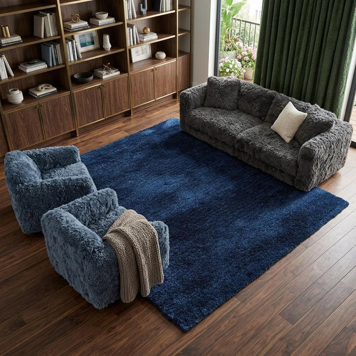 7' X 10' Shag Hand Tufted Area Rug (574447) - Blue