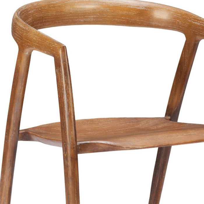 Solid Wood Open Back Dining Arm Chairs (Set of 2) - Walnut / Brown