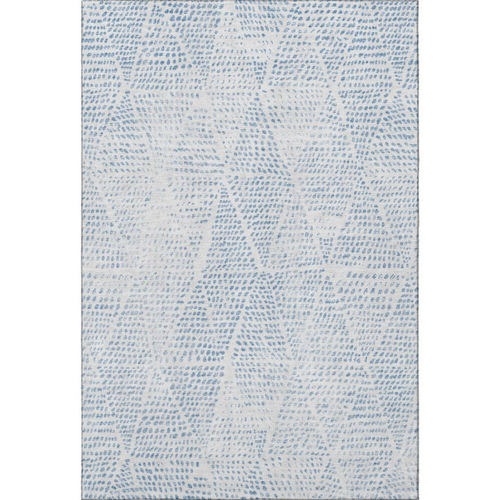 8' X 10' Diamond Washable Area Rug With UV Protection (650564) - Denim Blue / Ivory