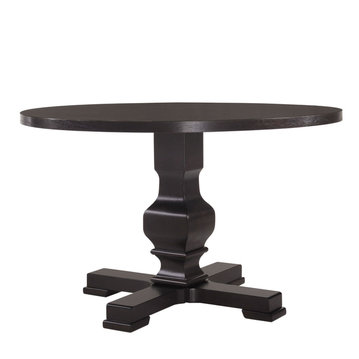 47" Rounded Solid Wood Pedestal Base Dining Table - Espresso