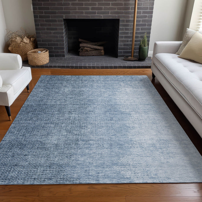 10' X 14' Ombre Washable Area Rug With UV Protection - Blue And Ivory
