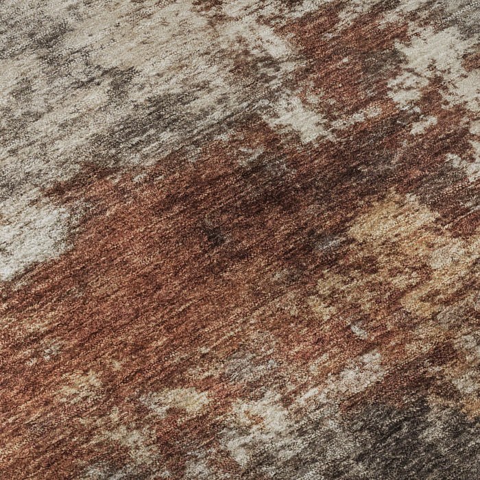 10' X 14' Abstract Washable Area Rug With UV Protection (716881) - Rust / Beige