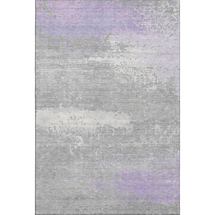 10' X 14' Abstract Washable Area Rug With UV Protection (701093) - Lavender / Ivory