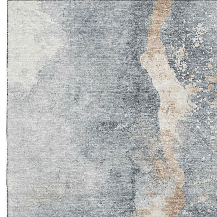 10' X 14' Abstract Washable Area Rug With UV Protection (697944) - Gray / Beige / Ivory