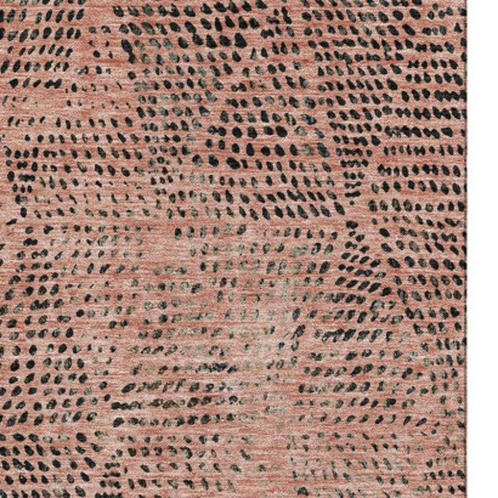 10' X 14' Diamond Washable Area Rug With UV Protection (650608) - Salmon / Charcoal