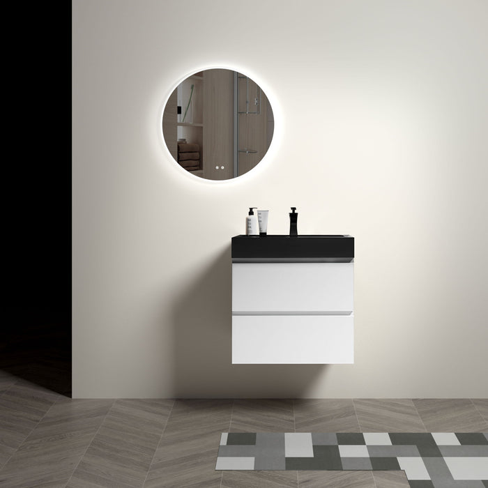 Giga Alice bathroom vanity with large storage, wall-mounted floating design, one-piece sink basin without drain or faucet.